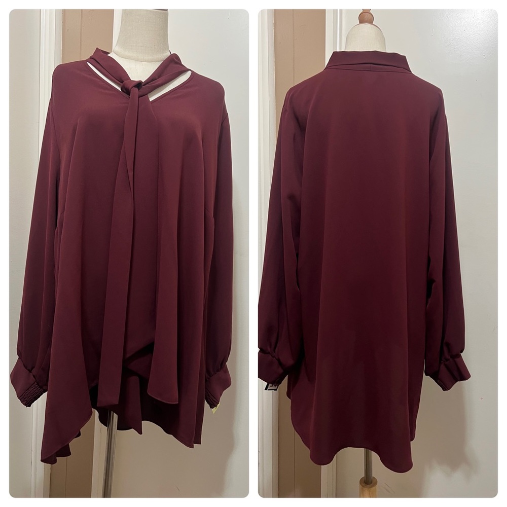 Alfani Gallery Mood Women Long Sleeve Tie Front Detail Tunic 18W NWT